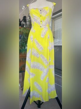 Yellow Tropical Print Maxi Dress